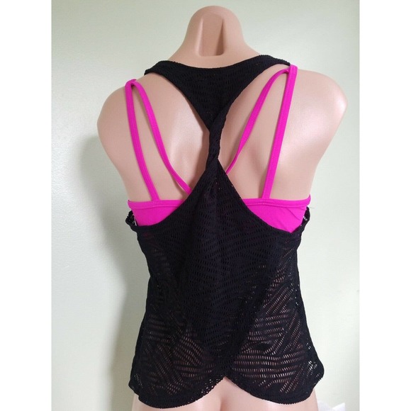 Go by Gossip black pink layered tankini top 2in1 size S - Picture 3 of 3